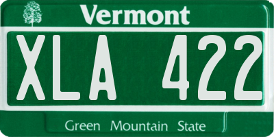 VT license plate XLA422