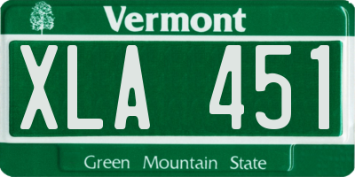 VT license plate XLA451