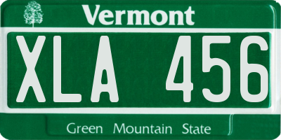 VT license plate XLA456