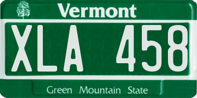 VT license plate XLA458