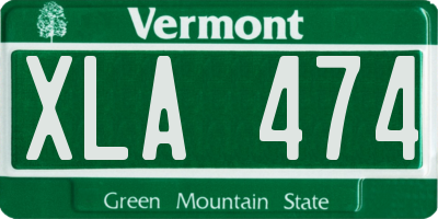 VT license plate XLA474