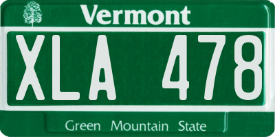 VT license plate XLA478