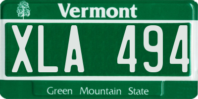 VT license plate XLA494