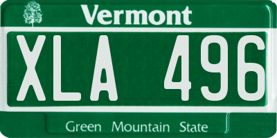 VT license plate XLA496