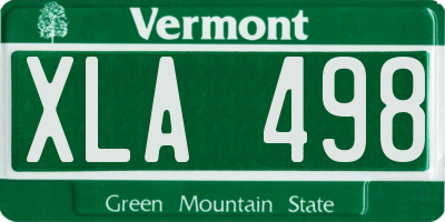 VT license plate XLA498