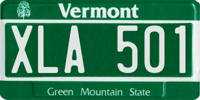 VT license plate XLA501
