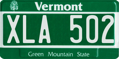 VT license plate XLA502