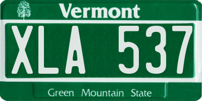 VT license plate XLA537