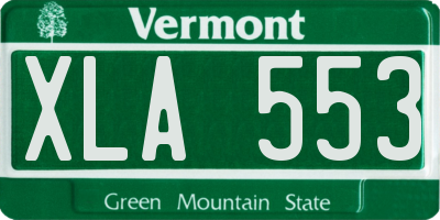 VT license plate XLA553