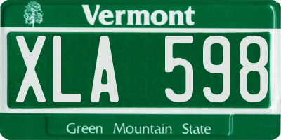 VT license plate XLA598