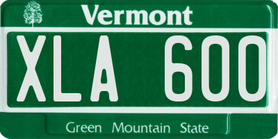 VT license plate XLA600