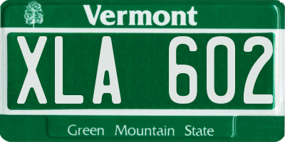 VT license plate XLA602
