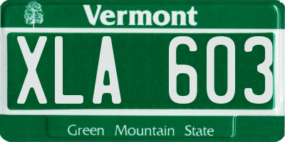 VT license plate XLA603