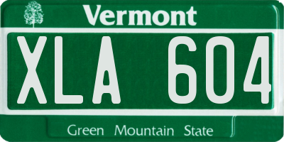VT license plate XLA604