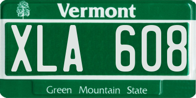 VT license plate XLA608