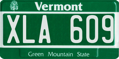 VT license plate XLA609