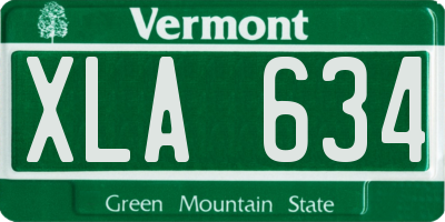 VT license plate XLA634