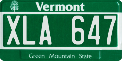 VT license plate XLA647