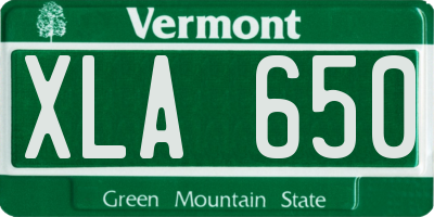 VT license plate XLA650
