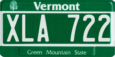 VT license plate XLA722