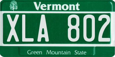 VT license plate XLA802