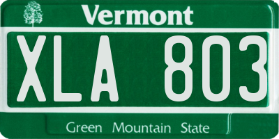 VT license plate XLA803