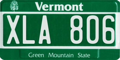 VT license plate XLA806