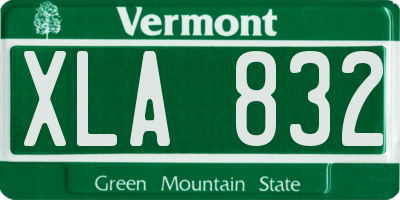 VT license plate XLA832