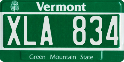 VT license plate XLA834