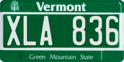 VT license plate XLA836