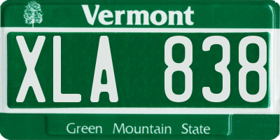 VT license plate XLA838