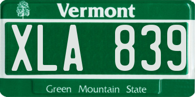 VT license plate XLA839