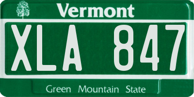 VT license plate XLA847