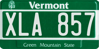VT license plate XLA857