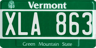 VT license plate XLA863