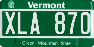 VT license plate XLA870