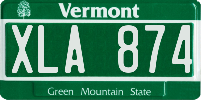 VT license plate XLA874