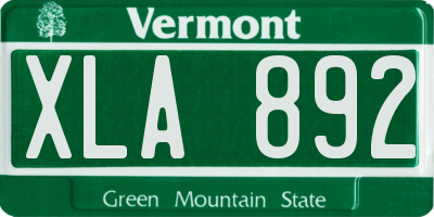 VT license plate XLA892