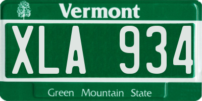 VT license plate XLA934