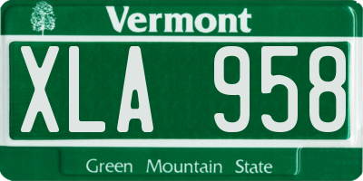 VT license plate XLA958
