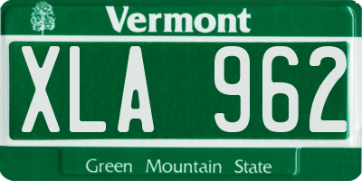VT license plate XLA962