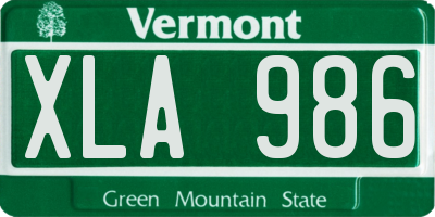 VT license plate XLA986