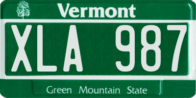 VT license plate XLA987