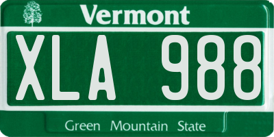 VT license plate XLA988