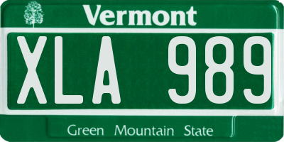 VT license plate XLA989