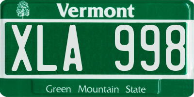 VT license plate XLA998