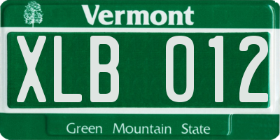 VT license plate XLB012