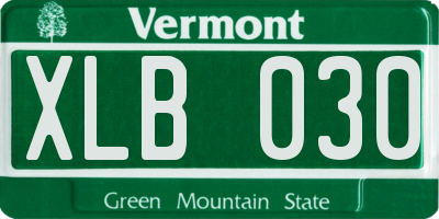 VT license plate XLB030