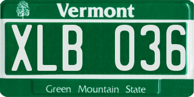 VT license plate XLB036
