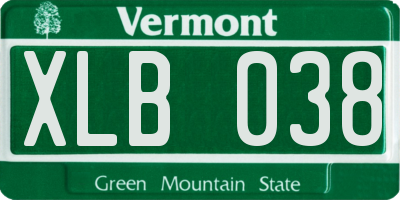 VT license plate XLB038